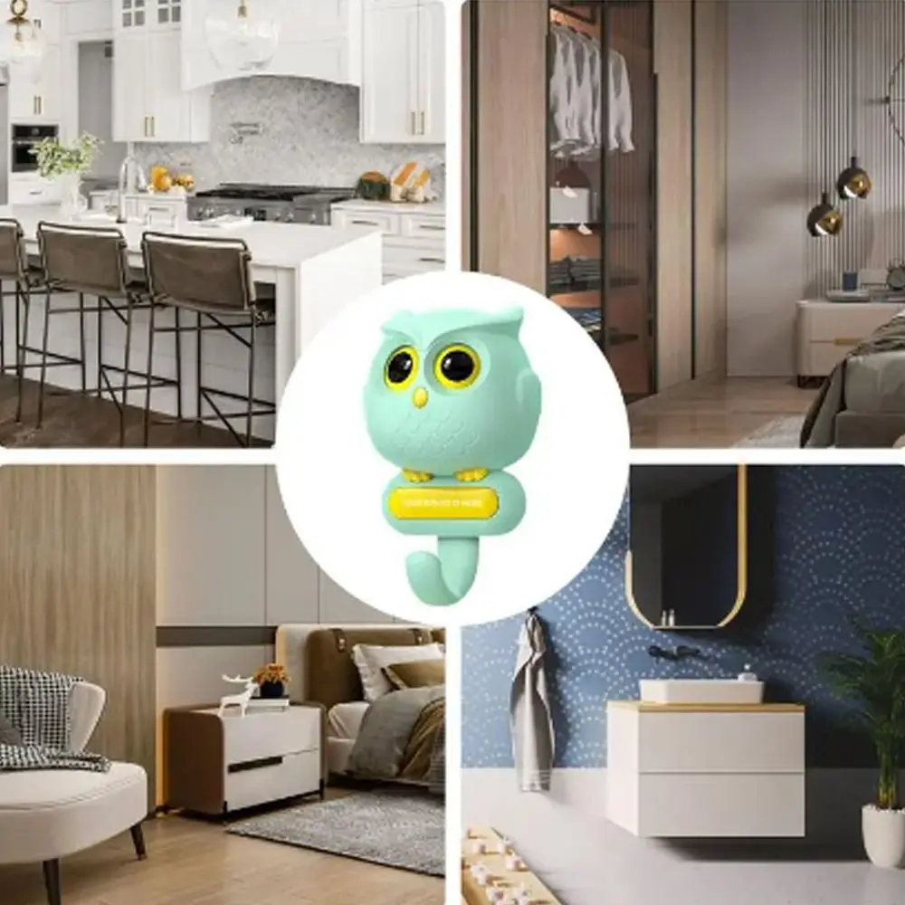 Creative Free Punching Owl Blink Hook Home Decoration Key Holder Hooks Wall Clothes Hook Sticky Hook view 2
