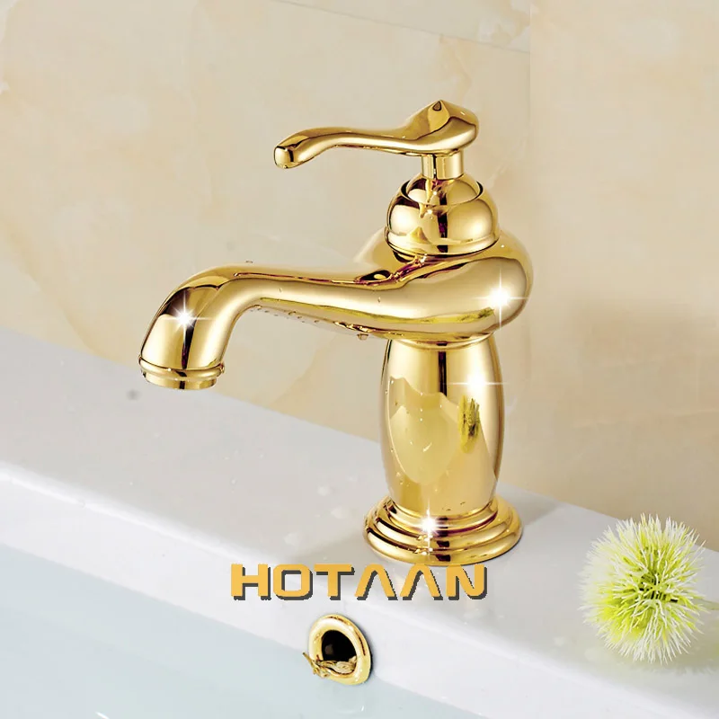 . New arrival Bathroom gold Basin Faucet Gold finish Brass Mixer Tap with ceramic torneiras para banheiro