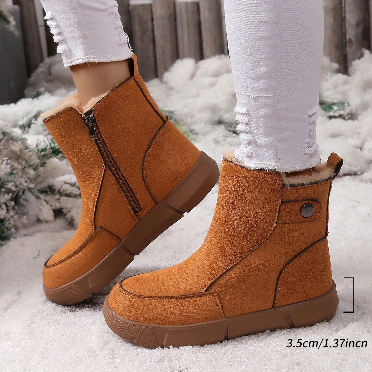 

Snow Boot Women 2025 Winter New Suede Women Short Boots Natural Wool Warm Non-slip Women's Ankle Boots