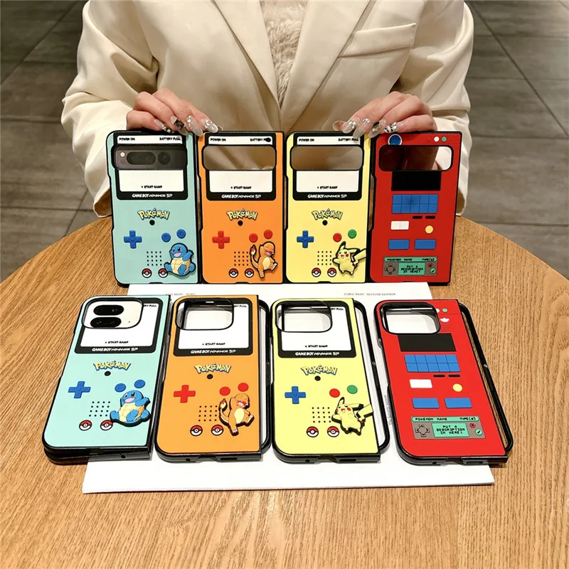 Anime 3D Game Phone Case For Google Pixel 9 Pro Fold Pixel-Fold Charmander Squirtle P-Pikachus Cartoon Flip folding Cover