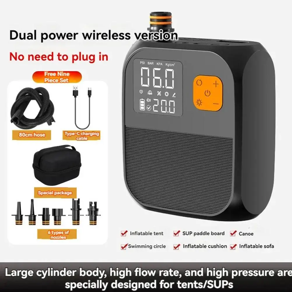 Portable Electric Air Pump Rechargeable 20PSI SUP Pump Dual-Stage Inflation Electric Paddle Board Pump For Inflatables Kaya B4R1