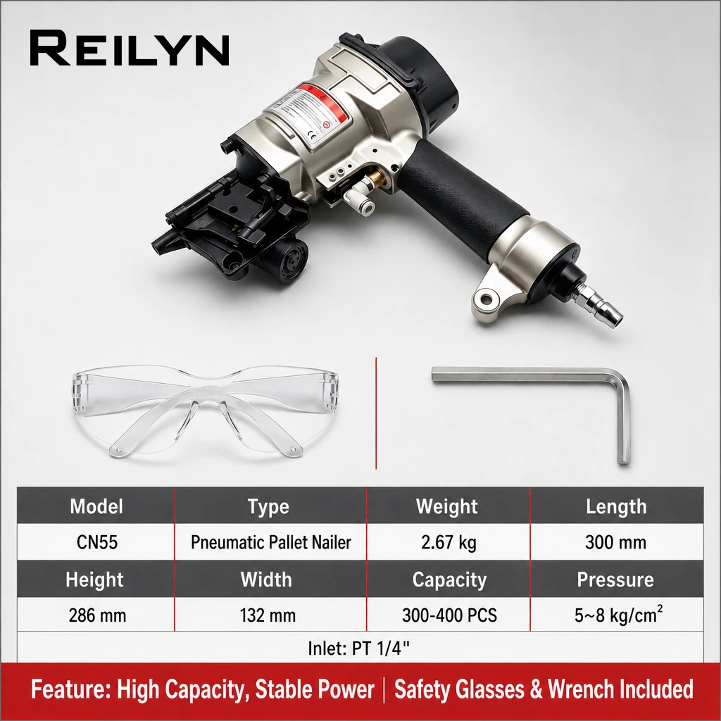 Coil Nailer Gun CN55PAL Industrial Automatic Nailing Machine for making Crating, Pallets, Board Pneumatic Tools