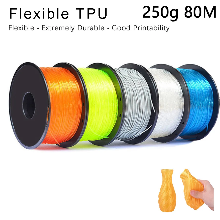 TPU 3D Printer Flexible Filament  250g 1.75mm Length 80M