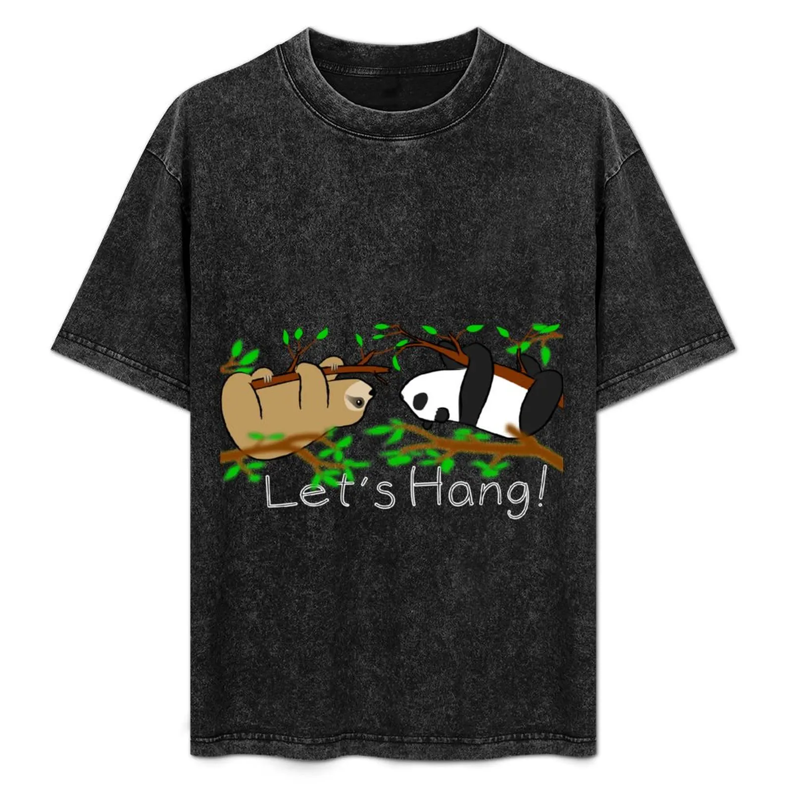 

Sloth Meets Panda: “Let’s Hang!” T-Shirt Large Size Basic Casual T-Shirt