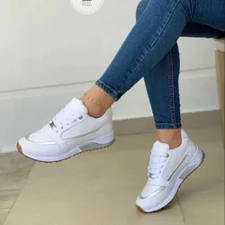 Sneakers con plateau da donna 2024 autunno nuova moda punta tonda Casual stringate scarpe sportive donna scarpe da passeggio antiscivolo da donna