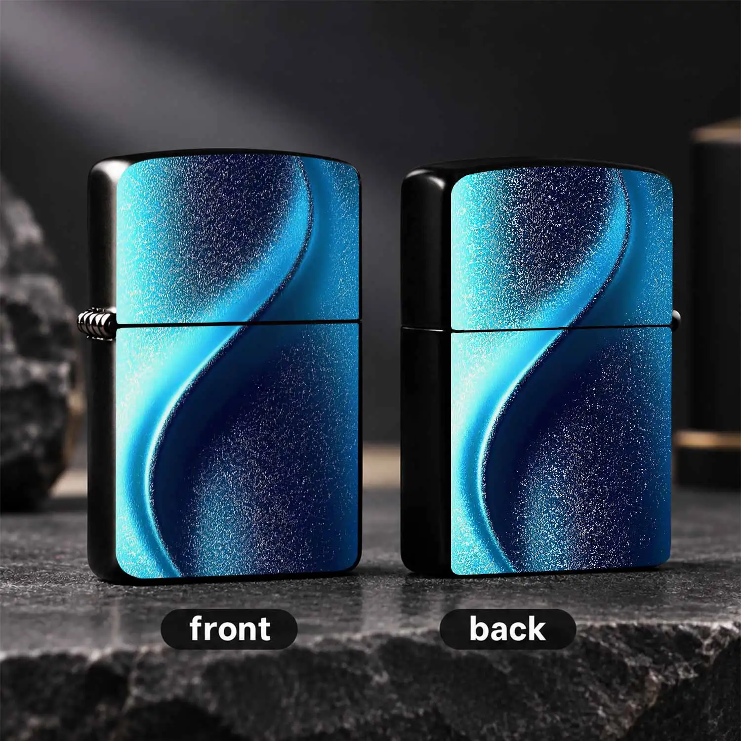 Creative Cyan Starry Gradient Swirl Design Lighter, Sparkling Glitter Texture Portable All-Scene Igniter, Sleek Stylish Accessory For Daily Use, Holiday Gifting, Outdoor Trips And Personal Collection A Humorous And Interesting Lighter