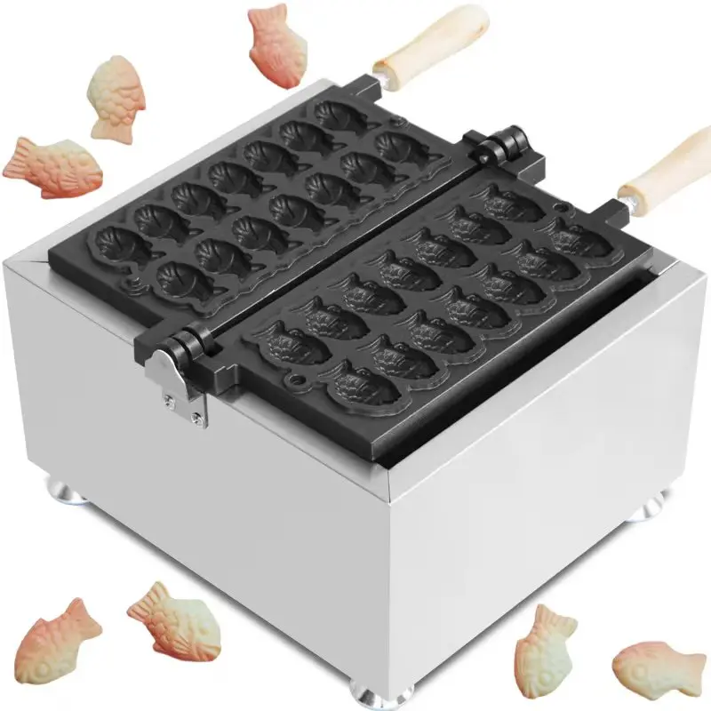 Commercial 14Pcs Big Eyes Small Fish Waffle Maker Mini Fish Shaped Waffles Iron Cake Taiyaki maker Machine Pan Equipement