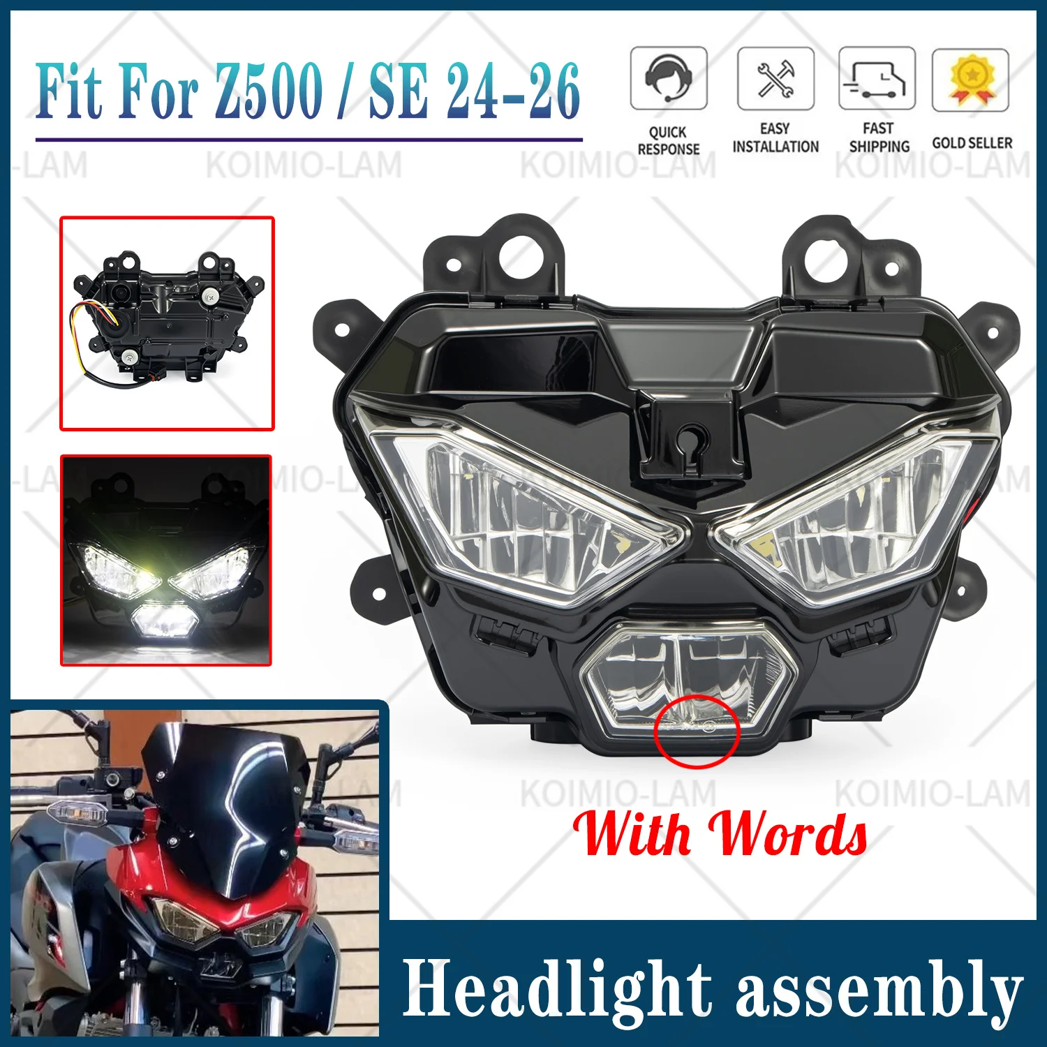 

Fit For KAWASAKI Z500 / SE 2024 - 2026 Motorcycle Headlight Headlamp Assembly Z500SE Z 500 2025