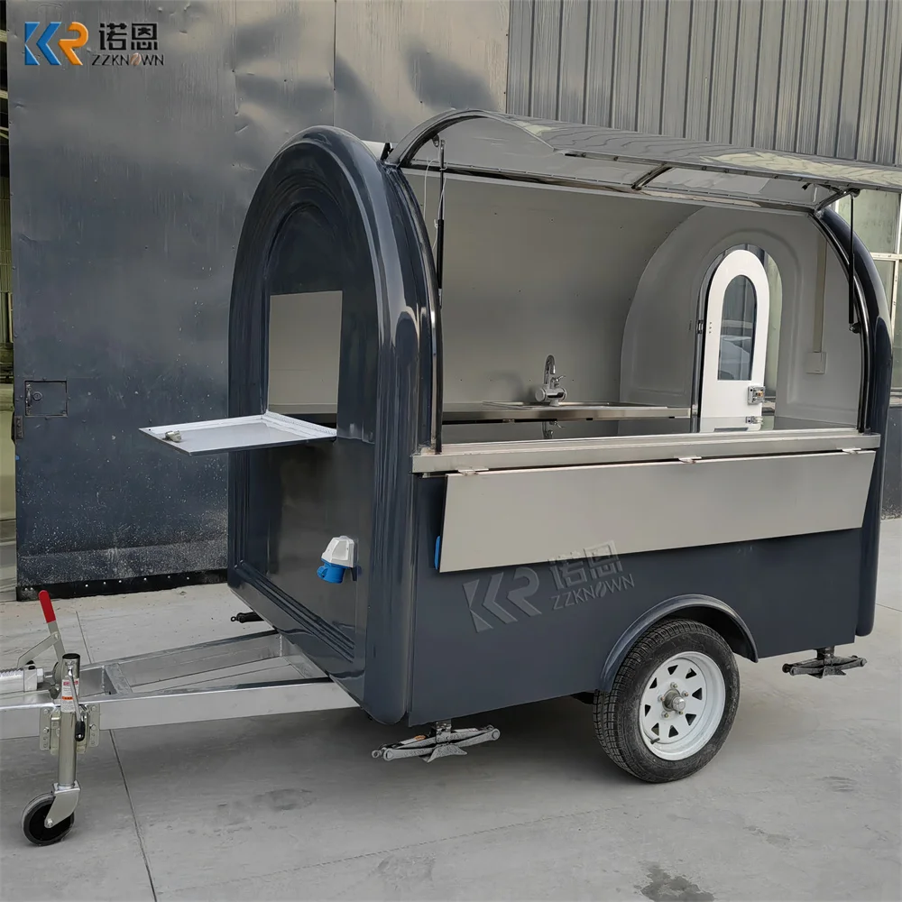Street Concession Dessert Food Truck Trailer Deep Fryer Chocolate Fountain Snack Food Trailer with Fully Equipped Kitchen