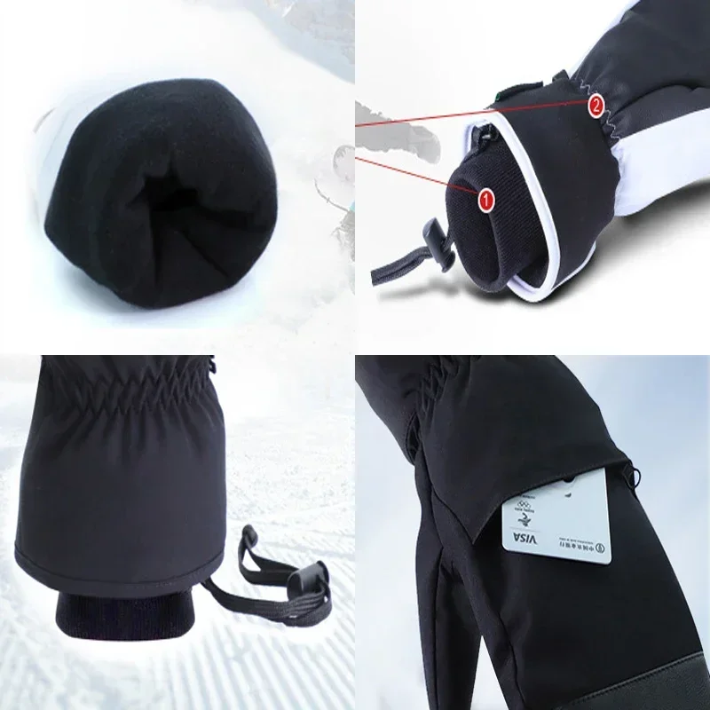 Skiing Gloves Winter Women Snow Gloves Warm Snowboard Man Mittens Waterpoof Heated Female Gloves Sports Outdoor Mountain Clothes