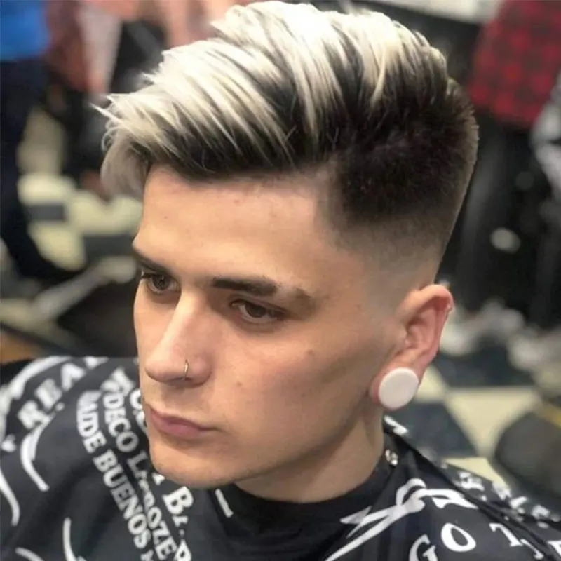 Peluca para hombre estilo Hollywood, tupé de cabello humano, peluca de encaje suizo con frente de mono, 8x10 pulgadas con sistema de reemplazo de PU 1BT60R #