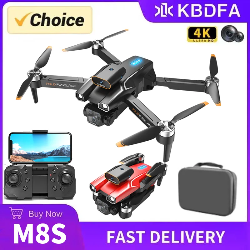 KBDFA M8S RC Drone Profesional Dual HD Camera Aerial Photography FPV Helicopters Obstacle Avoidance Foldable RC Quadcopter Toys