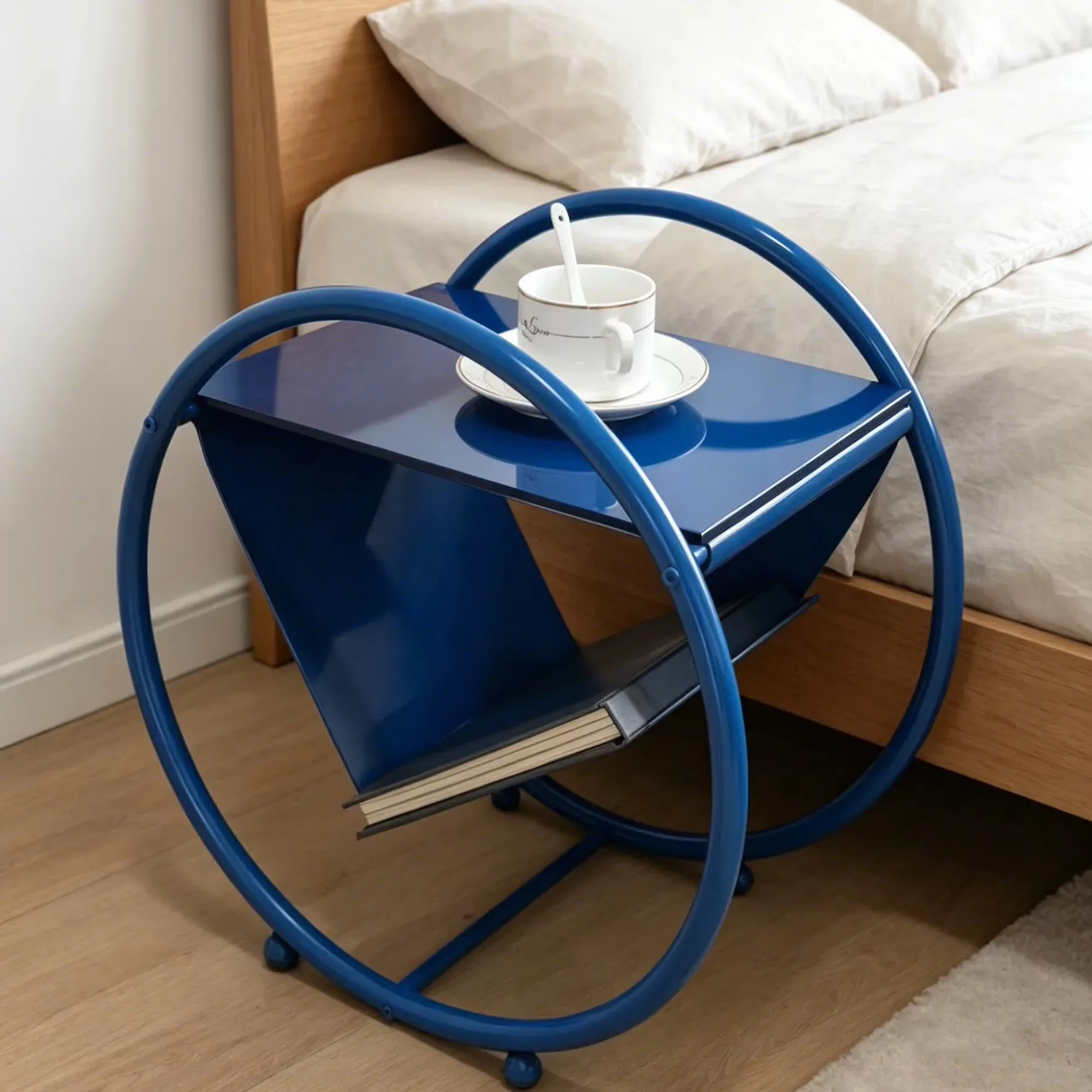Coffee table furniture living room sofa side table simple circular center table iron bedside table mobile storage rack magazine