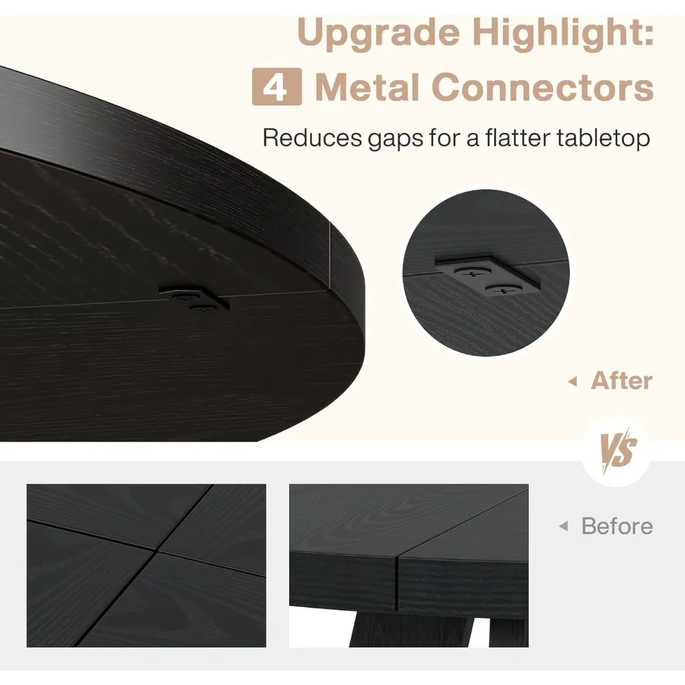 Runder Esstisch aus Holz für die Küche, 47-Zoll-Tisch im Bauernhausstil, Sitzgelegenheit für 4 Personen