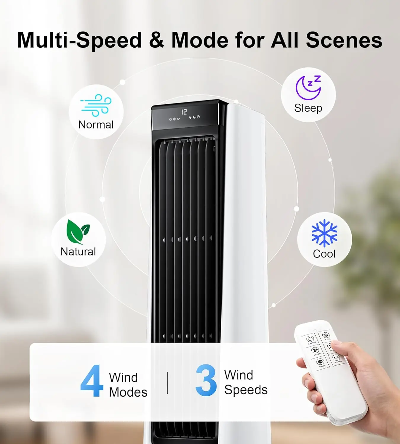 

46" Cooling Fans that Blow Cold air,3-IN-1 Windowless Portable Air Conditioners,Swamp Cooler,12H Timer,4 Modes & 3 Speeds,Evapor