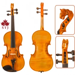 STJ Strad style 4/4 violin carving Horse head 4/4 fiddler Whole best flamed back VIOLIN powerful sound