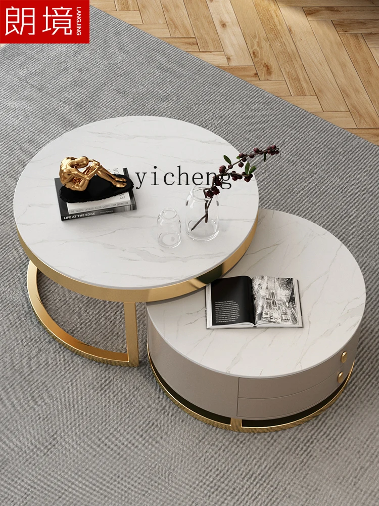 YY Nordic Small Apartment Living Room Size round Combination Tea Table Simple Mini Nested Tables