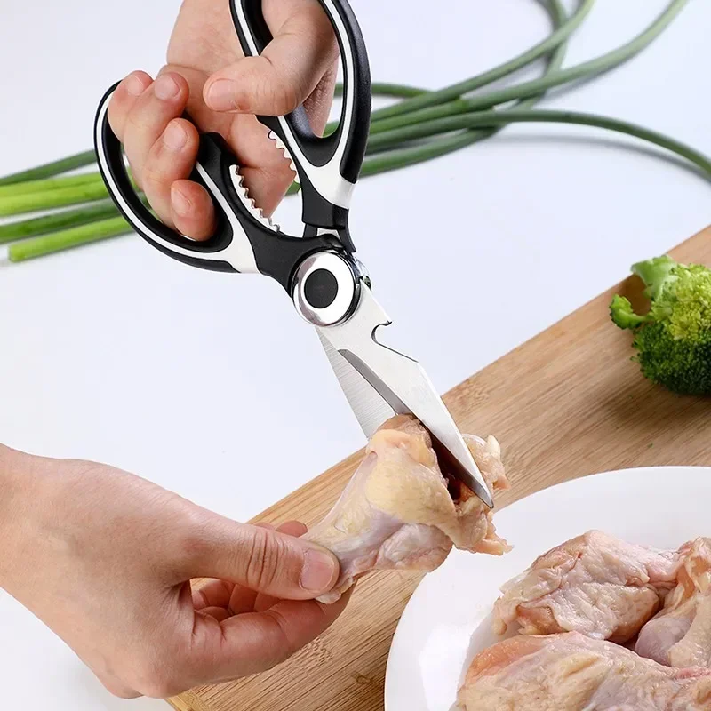 Stainless Steel Multi-Functional Kitchen Scissors - Household Tool for Cutting Vegetables Chicken Bones Fish