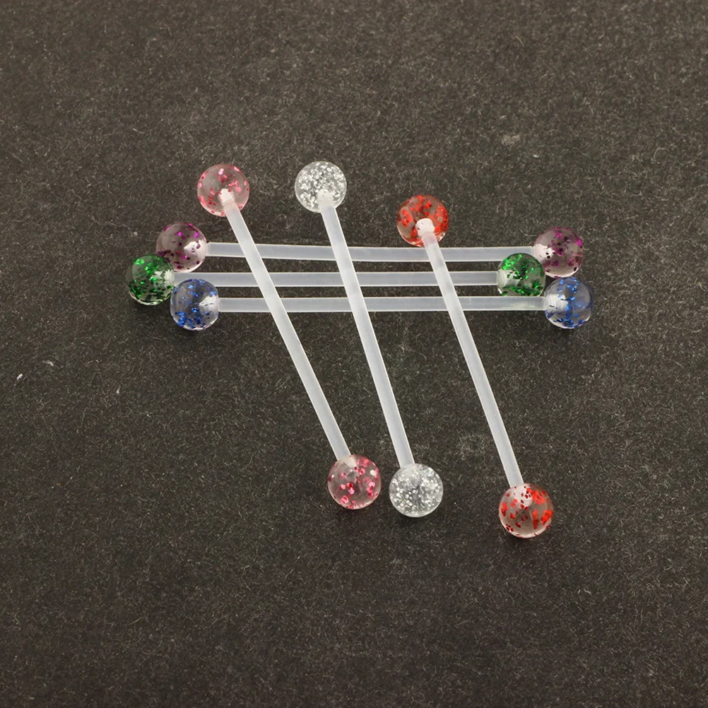 

6pcs Soft Stem Stud Earrings Acrylic Tongue Rings For Women Surgical Body Piercing Jewelry Gift Safe Comfortable Wear