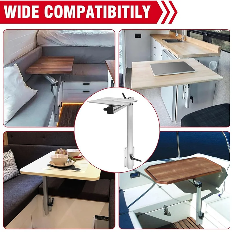 Ac29-Rotating Black Table Leg For RV And Yacht, Removable And Foldable For Campervan Marine Use
