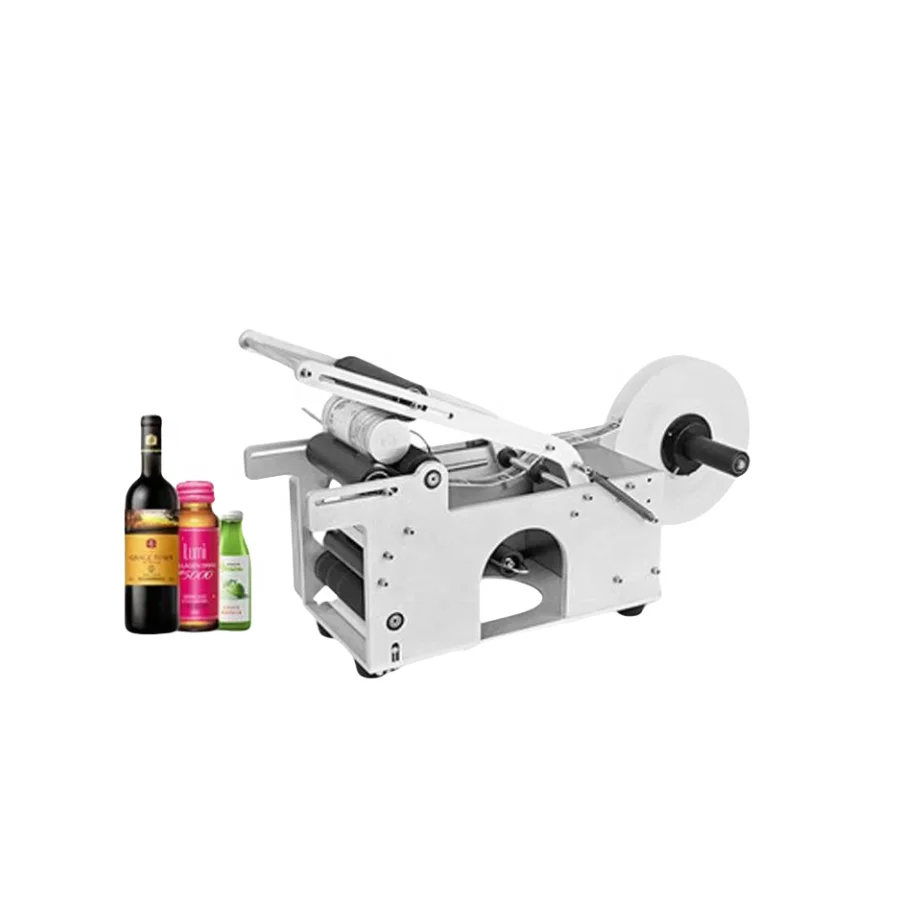 Semi Automatic Tube Round Bottle Labeling Machine With Label Printing Water Wine Glass Bottle Labeling Machine