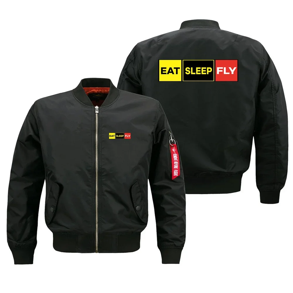 Eat Sleep Fly Colourful Aviation Pilots Ma1 Bomber Flight Jacket Coats for Men Casual Outdoor Military Man Baseball Jacket