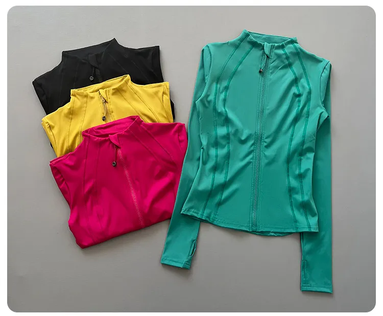 Damen Sportjacke mit Reißverschluss, Langen Ärmeln und Daumenlöchern, Slim Fit, Schnelltrocknend für Laufen, Fitness, Yoga und Sport – Detail 3