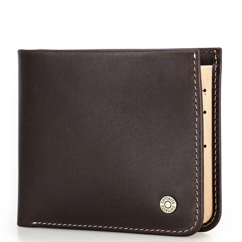 New Fashion Anti-theft Brush Full Grain Cowhide Fashionable Ultra-thin Men's Genuine Horizontal Leather Wallets Men's Card Bags