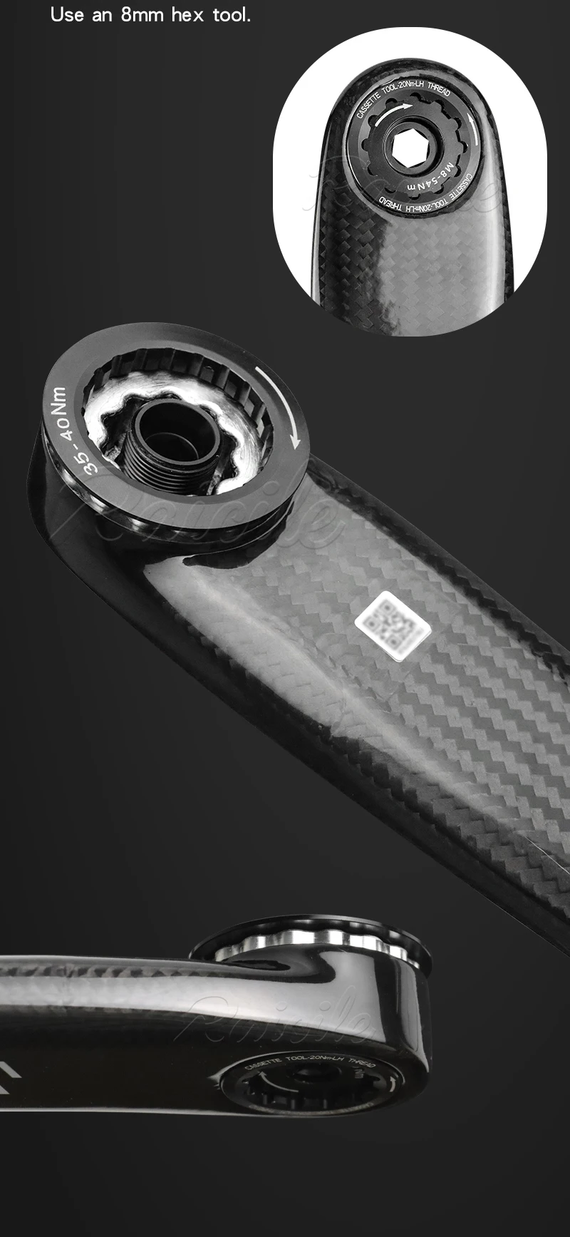 RPANTAHI Rennrad Carbon-Kurbelgarnitur mit 24 mm Titanachse und Ultraleichtem Carbon-Faser BCD 110 Spider EASTON – Detail 7