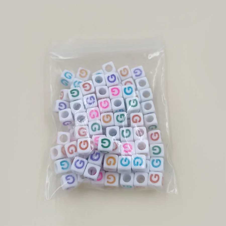 100Pcs/Set 6mm English Letter Square Acrylic Beads Big Hole Beads DIY Crafts For Jewelry Making Necklace Bracelet Wholesale