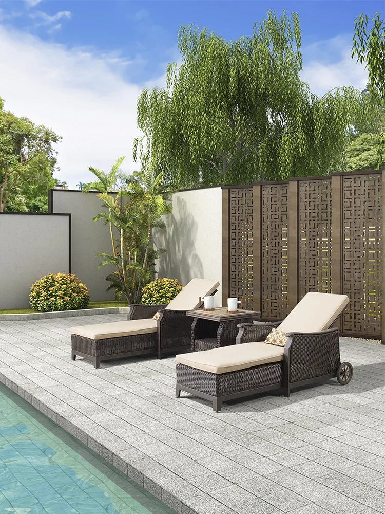 

Outdoor lounge chair rattan hotel lounge chair terrace Swimming Pool Beach chair luxury cast aluminum balcony leisure bed