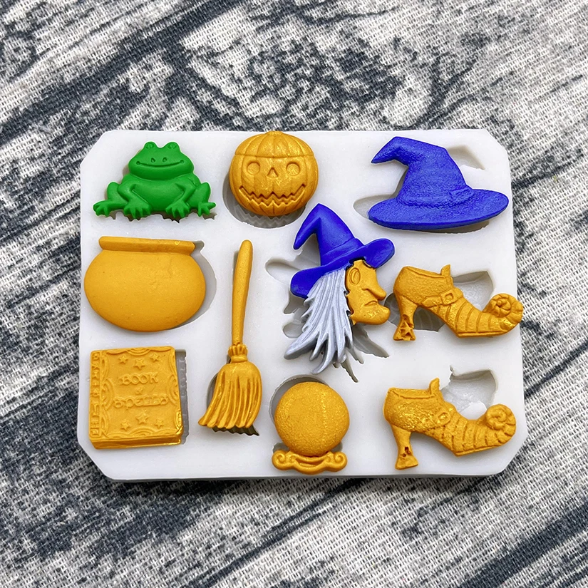 Witch Hat Jack-o’-lantern Broom Halloween Silicone Sugarcraft Mold Fondant Cake Decorating Tools Cupcake Chocolate Baking Mold