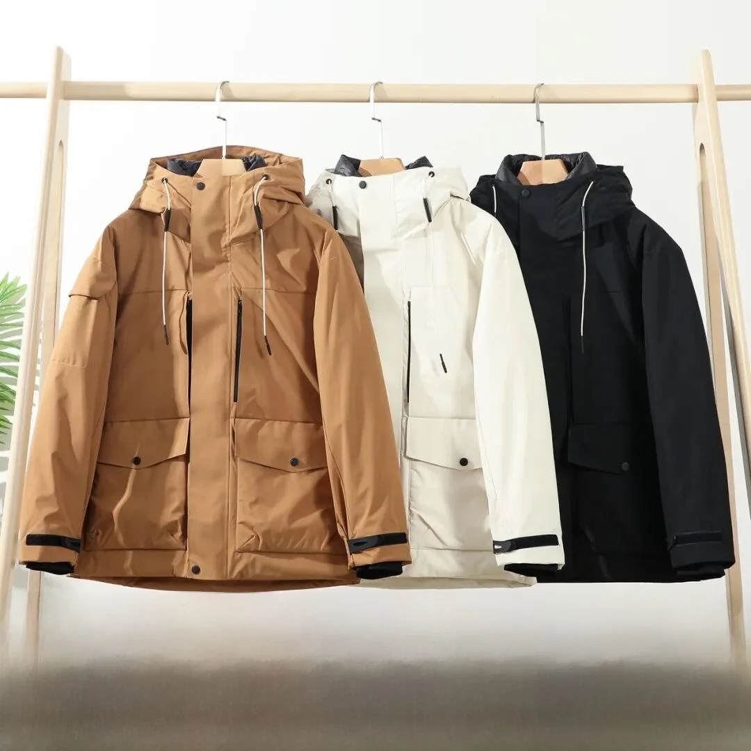 

Men's Winter down Jaet 90 Du down Hooded Warmth Windproof Waterproof Zipper Closure Regular Fit Casual Sle Polyester Fa...