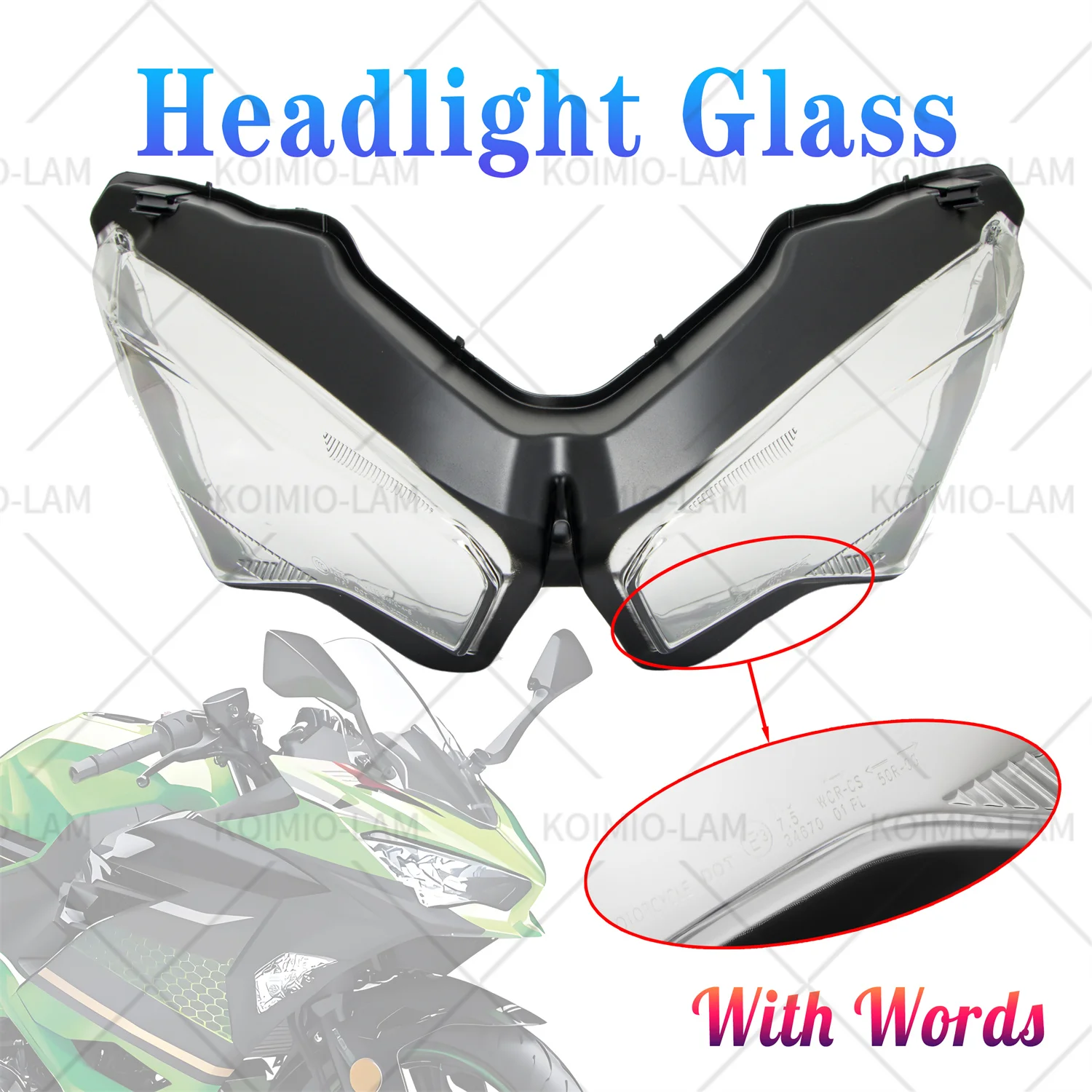 

Подходит для Kawasaki NINJA 400 650 ZX6R Versys 650 1000 1100 KLE650 KLZ1000 ZX4R ZX25R, стеклянная крышка корпуса фар