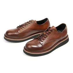 Size 38-44 New Spring Autumn Genuine Leather Shoes Lace-up Design Real Leather Vintage Man Footwears Boy Cool Casual Shoes A108