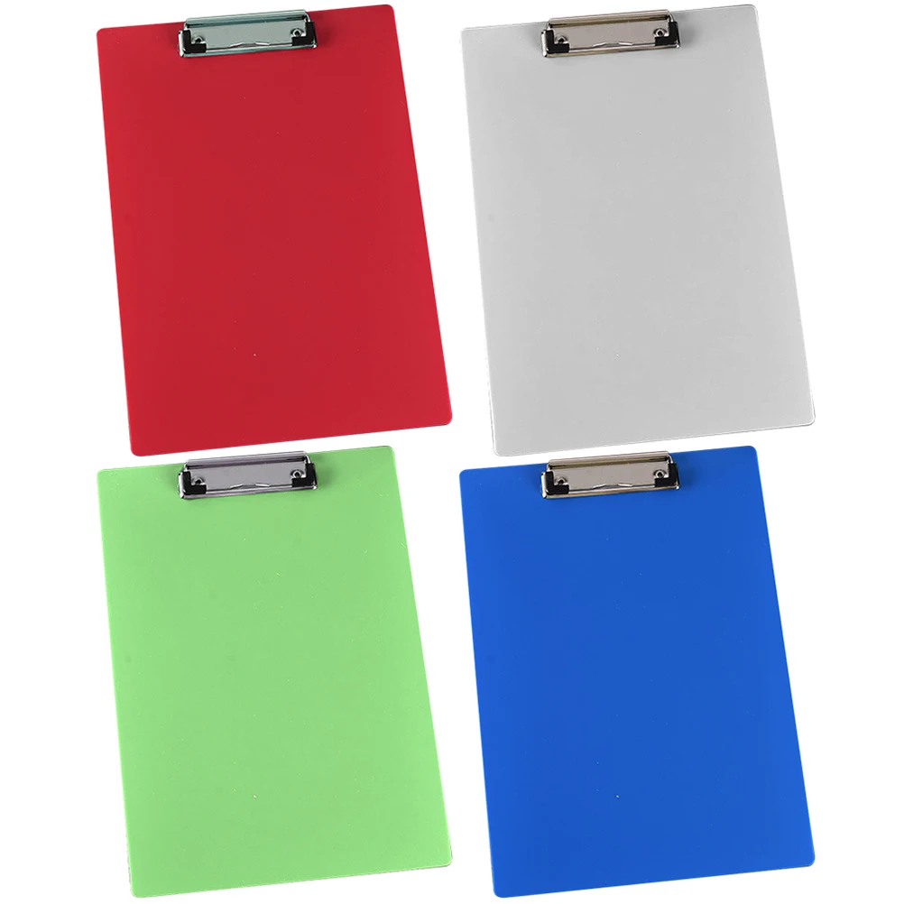 

4pcs Plastic Clipboard Folder Portable File Clip Writing Support Board School Office Conference Lightweight Document Holder
