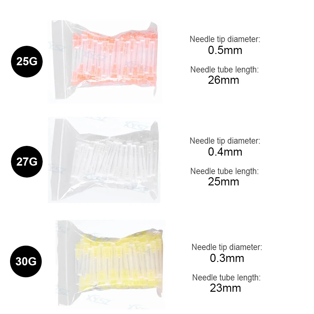 200Pcs Disposable Dental Endo Irrigation Needle Tips Steriled Oral Root Canal Syringe Cartridge Inject Rinse Tips 25G/27G/30G