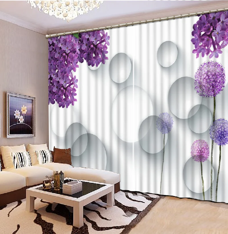 

3D Shading Curtain Custom Modern Brief Curtains For Living Room Bedroom Printing Dandelion Drapes Room Decor