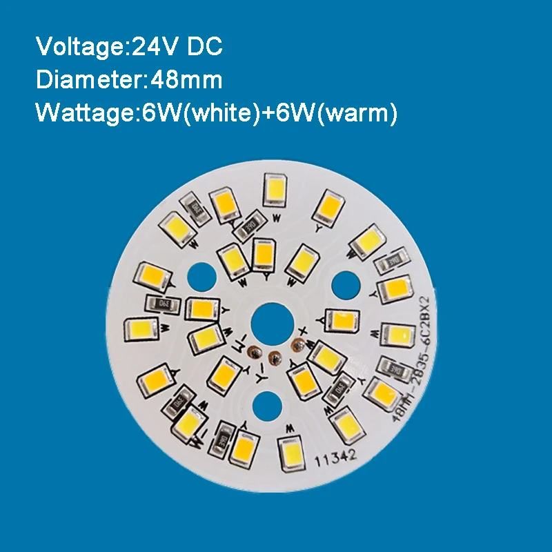 24V 3W 6W LED Biała, ciepła, trójkolorowa lampa Tablica świetlna Żarówka Okrągłe źródło światła