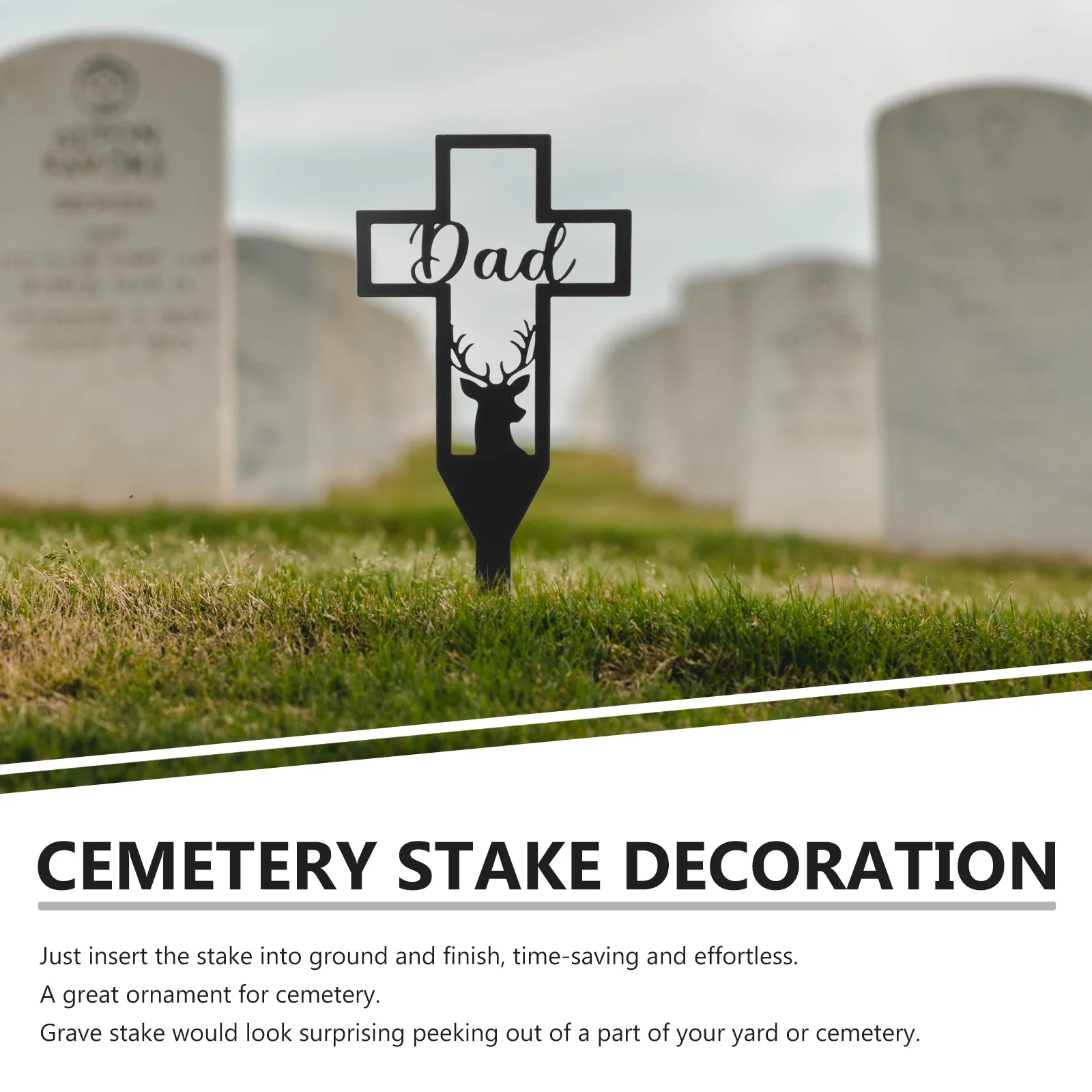 

Durable Metal Cemetery Cross Stake Iron Grave Decoration Memorial for Outdoor Yard Garden Cemetery Cross Ornament