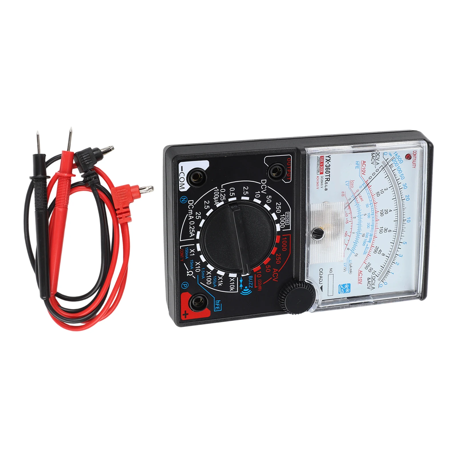 YX360TRELB Pointer Multimeter ACDC Meter with Test Pen and Indicator Light for Voltage Current Resistance Measurement