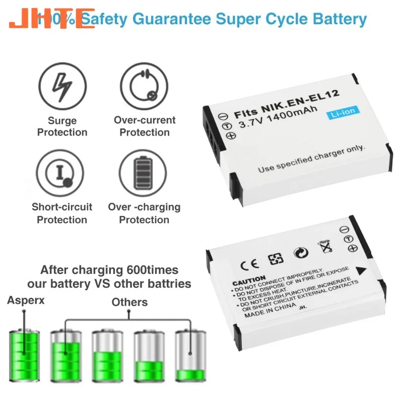 EN-EL12 En EL12 Akkumulátor 1400mah számára nikon coolpix S610 s610c S620 S630 S710 s1000pj P300 P310 P330 S6200 S6300 ENEL12 batterie