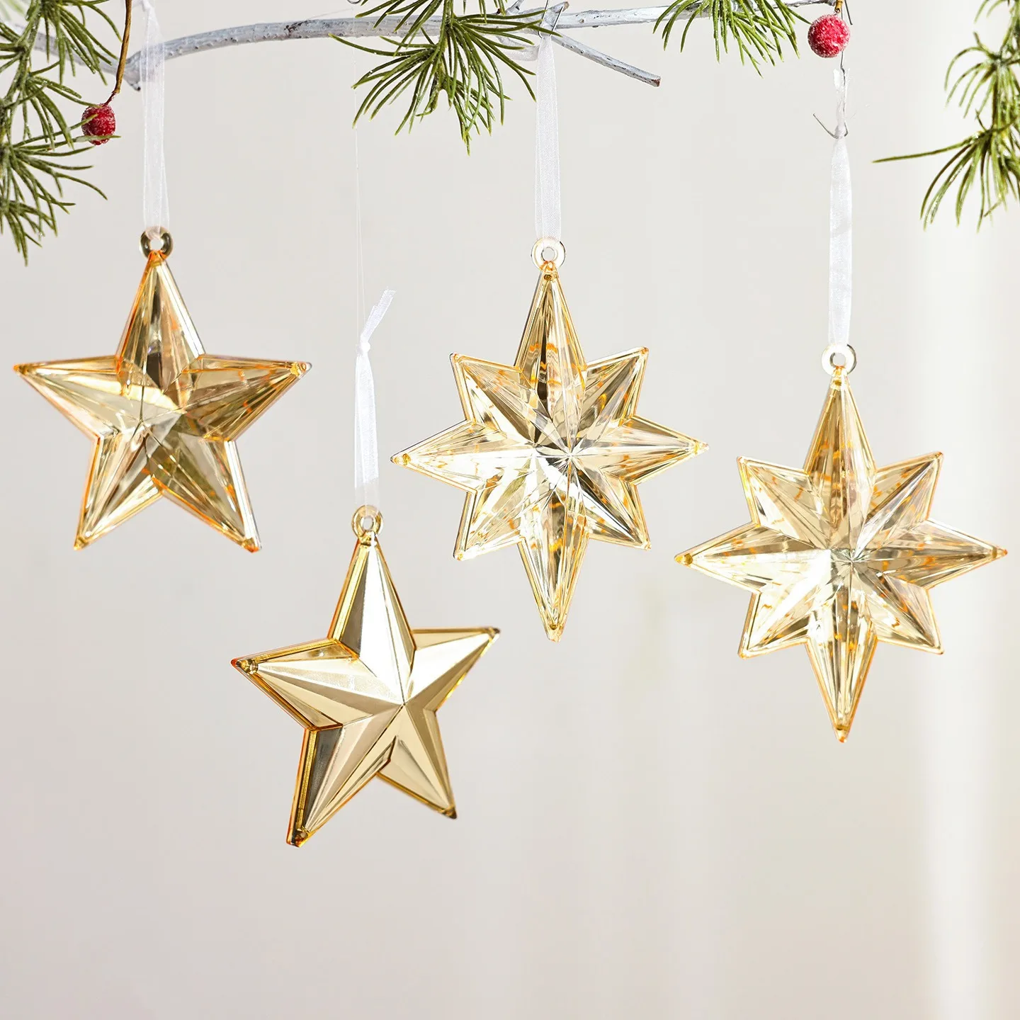 

Pentagram Pendant Exploding Star Christmas Tree Pendant Gold Shiny Acrylic Fake Gemstone Pendant Christmas Decoration