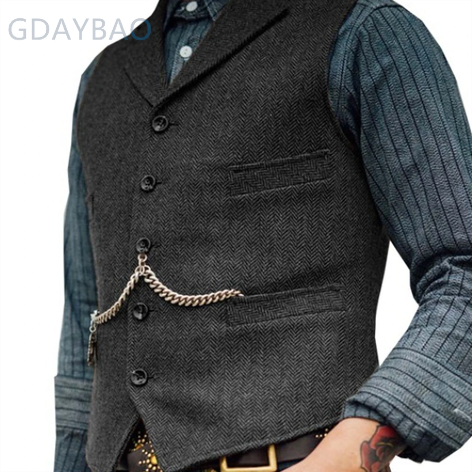 2023 Suit Vest Brown Wedding Wool Tweed Business Waistcoat Jacket Casual Slim Fit Gilet Homme Vests For Groosmen Man Wedding