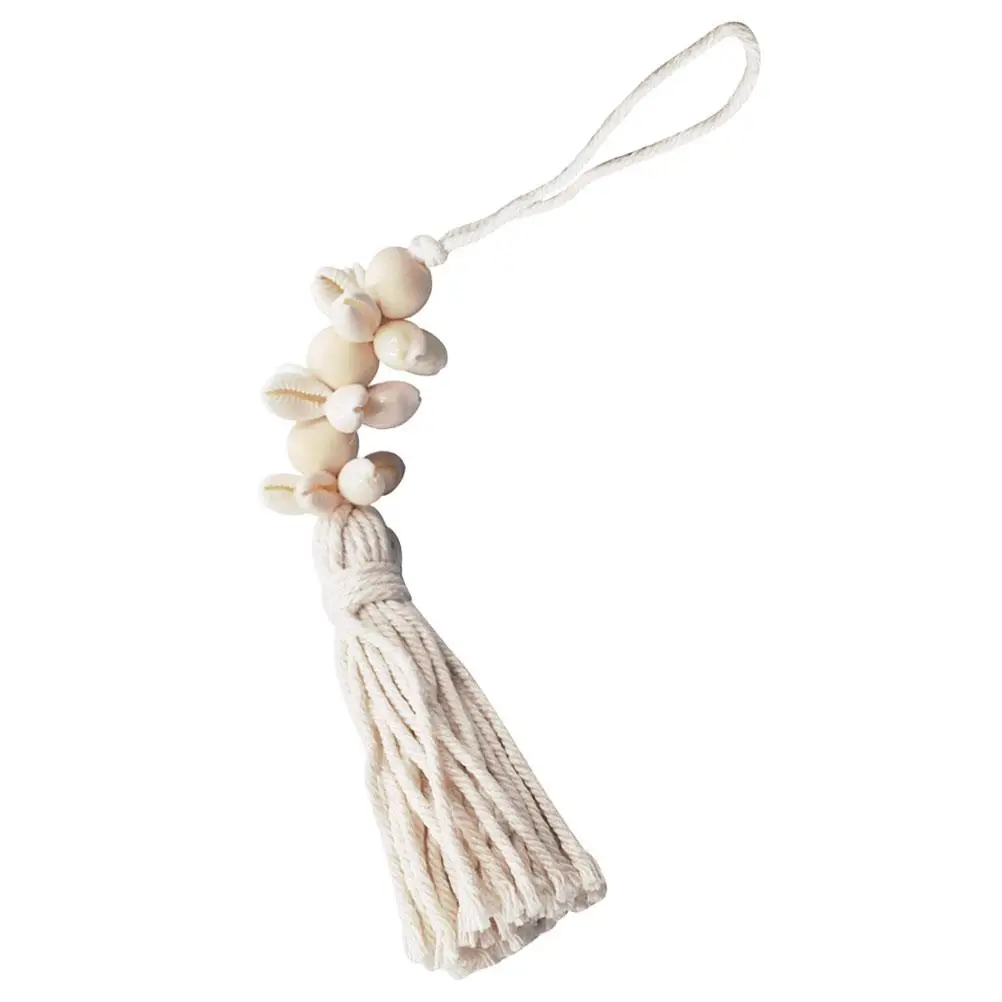 

2Pcs Wooden Beads Cotton Thread Seashell Hanging String Boho Home Decor Garland Wall Pendant Rustic Gift Tassels Craft String