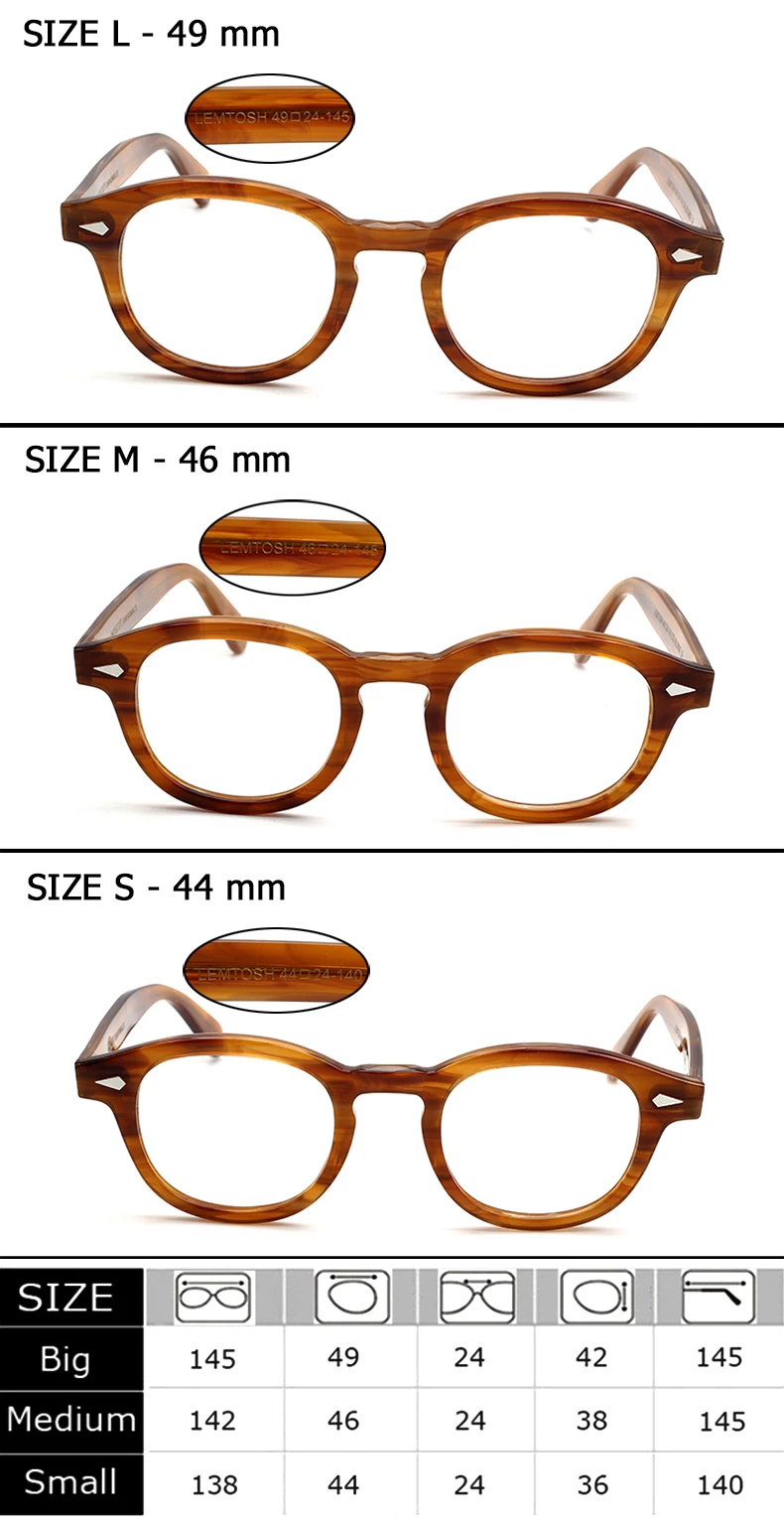 Glasses frame for men and women Johnny Depp Lemtosh vintage glasses computer acetate glasses frame for men\'s transparent lenses