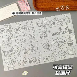 Kawaii Sanrio Hollow Hand Drawn Ruler Anime Cartoon Cute Student Children Diy Painting Cartography Art Ruler Graffiti Template