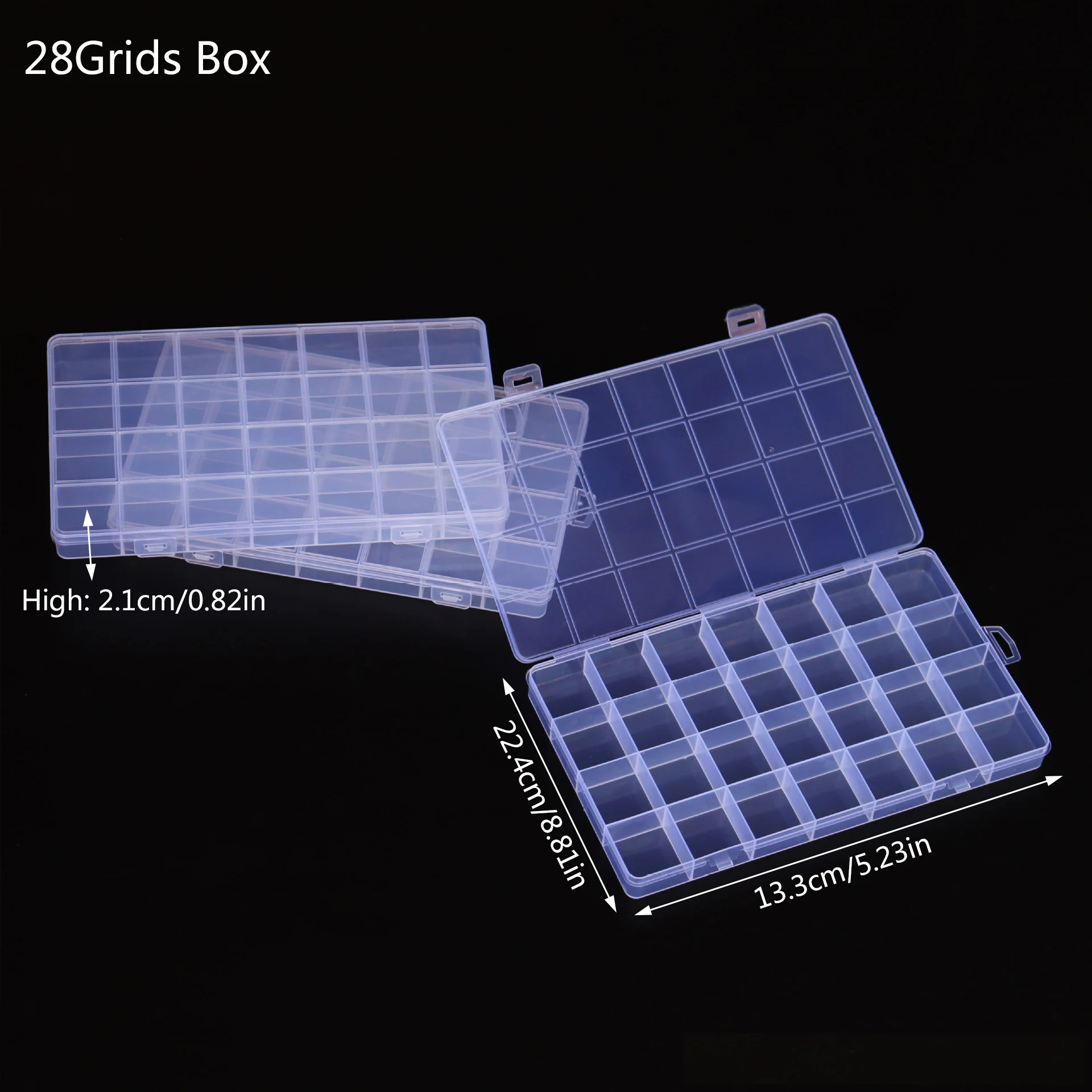 15/24/28Grids Transparente Kunststoff Organizer Box Schmuck Perlen Lagerung Container DIY Handwerk Ohrring Schmuck Rechteck Box fall – Detail 3
