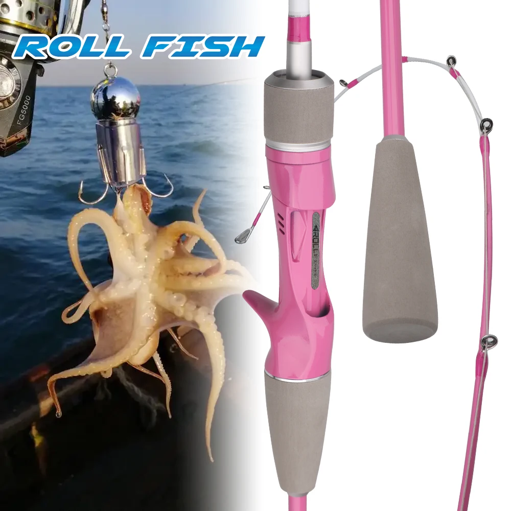 ROLLFISH 1,55m Kohlefaser-Titan-Spitze Oktopus-Tintenfisch-Angelrute - Action 7:3 für Boot-Slow-Jigging im Salzwasser & Leichtgewicht – Detail 1