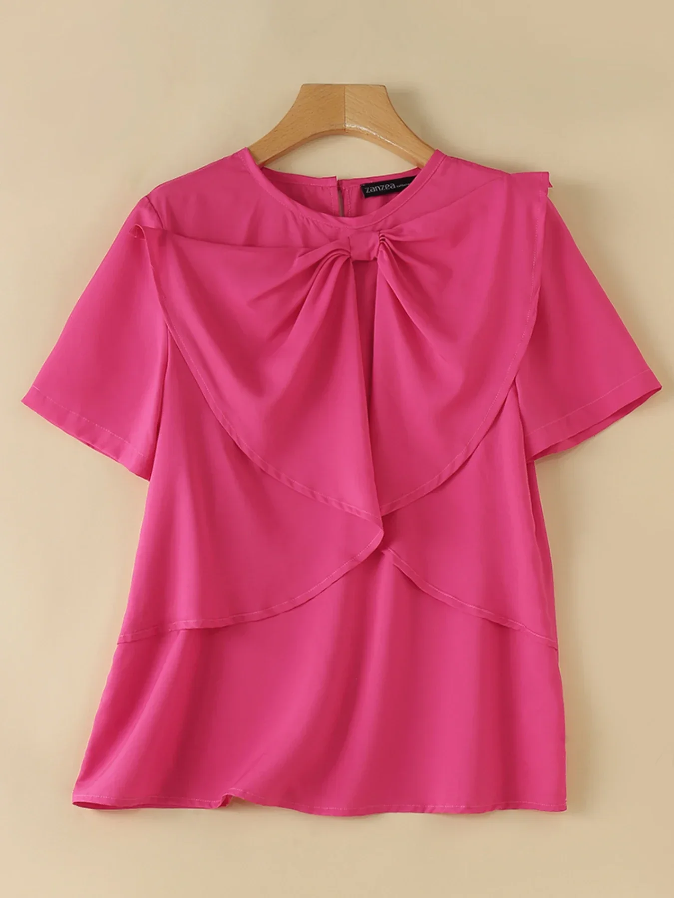 

ZANZEA футболки больших размеров, лето 2024, женские корейские футболки, шикарные лоскутные футболки с короткими рукавами и круглым вырезом, повседневные свободные однотонные топы, рубашка